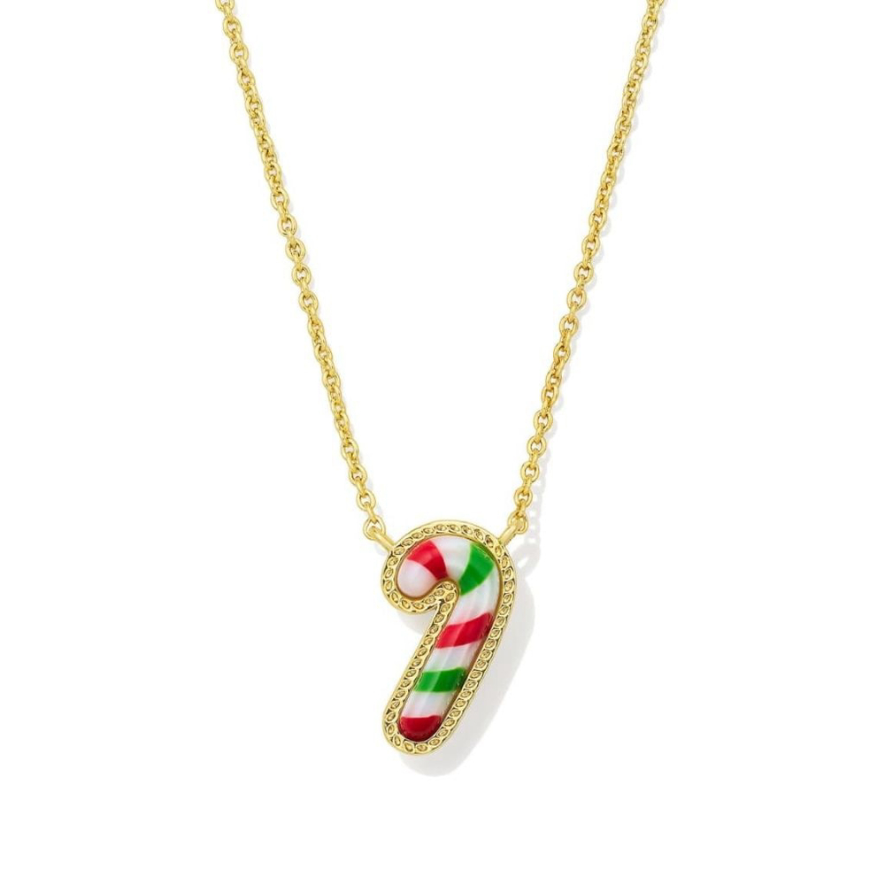 Kendra Scott Candy Cane Gold Short Pendant Necklace red green mix new NWT